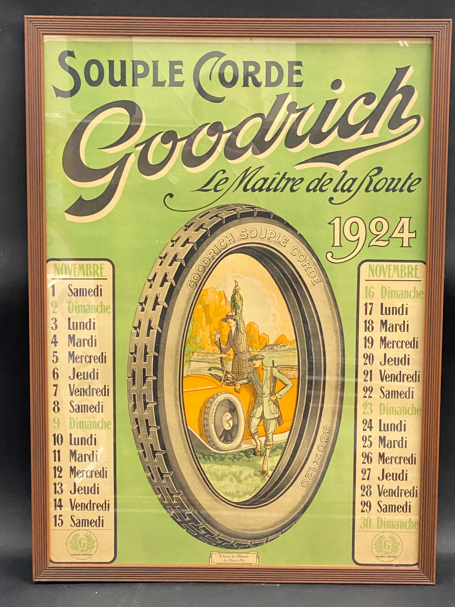 A rare set of seven Goodrich Tyres calendar posters, two for 1920 and five from 1924, excellent - Image 5 of 5