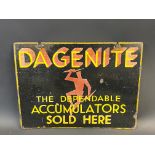 A Dagenite Accumulators Sold Here double sided enamel sign, 20 x 15".