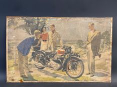 An early poster advertising a pre-war Ariel 1000cc square four printed by The Baynard Press