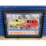 A large framed and glazed garage showroom advertising poster for the Morris half-ton van and pick-