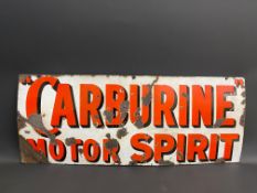A Carburine Motor Spirit rectangular enamel sign by Bruton of Palmers Green, 35 x 14".