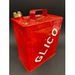 A Glico two gallon petrol can by Valor, dated July 1930, with original brass cap.