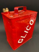 A Glico two gallon petrol can by Valor, dated July 1930, with original brass cap.