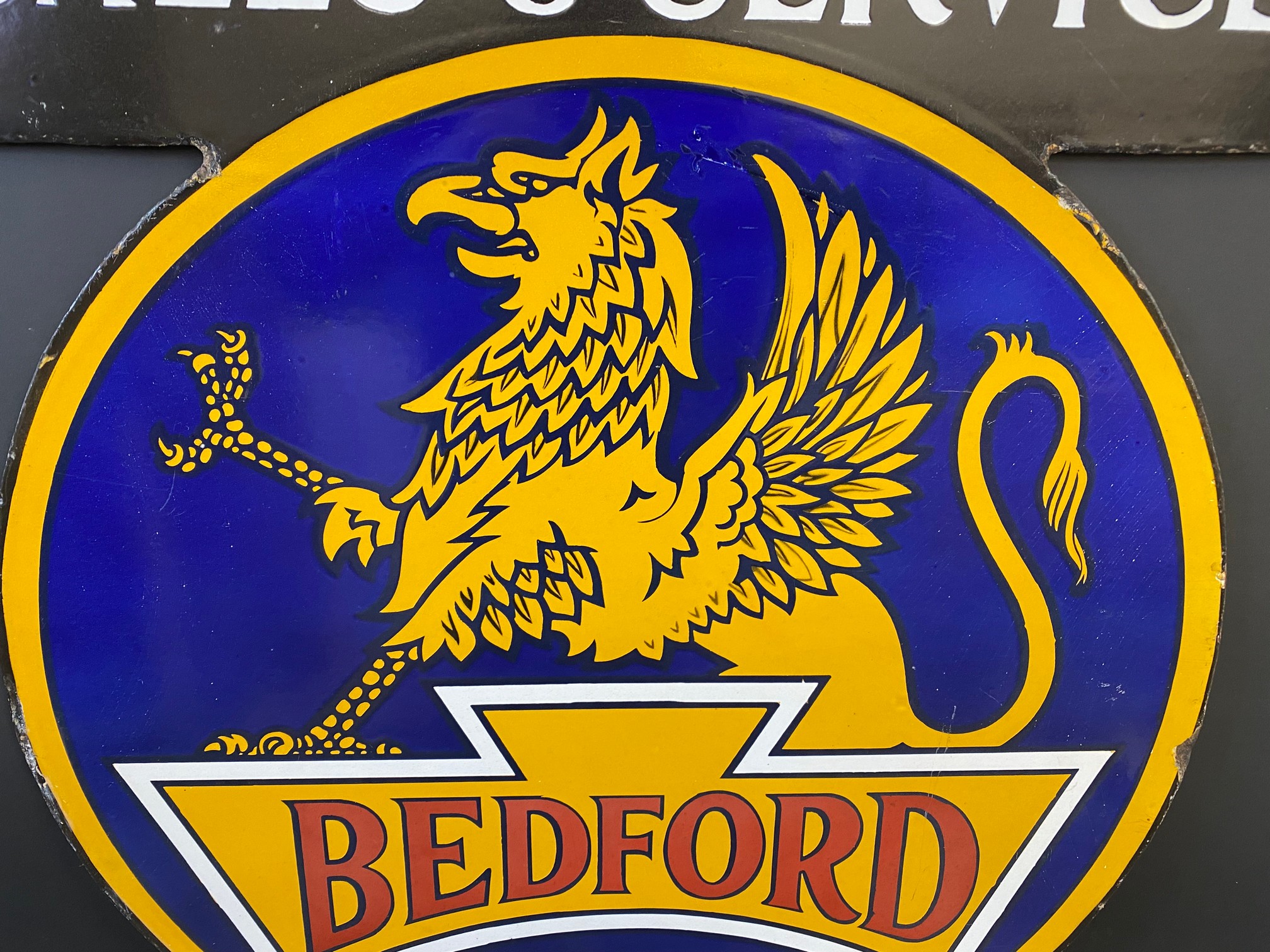 A rare Bedford Trucks and Buses double sided enamel sign with an image of a griffin to either - Image 3 of 9