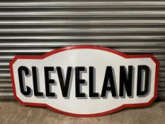 A large Cleveland enamel sign, with aluminium hanging frame, excellent condition.