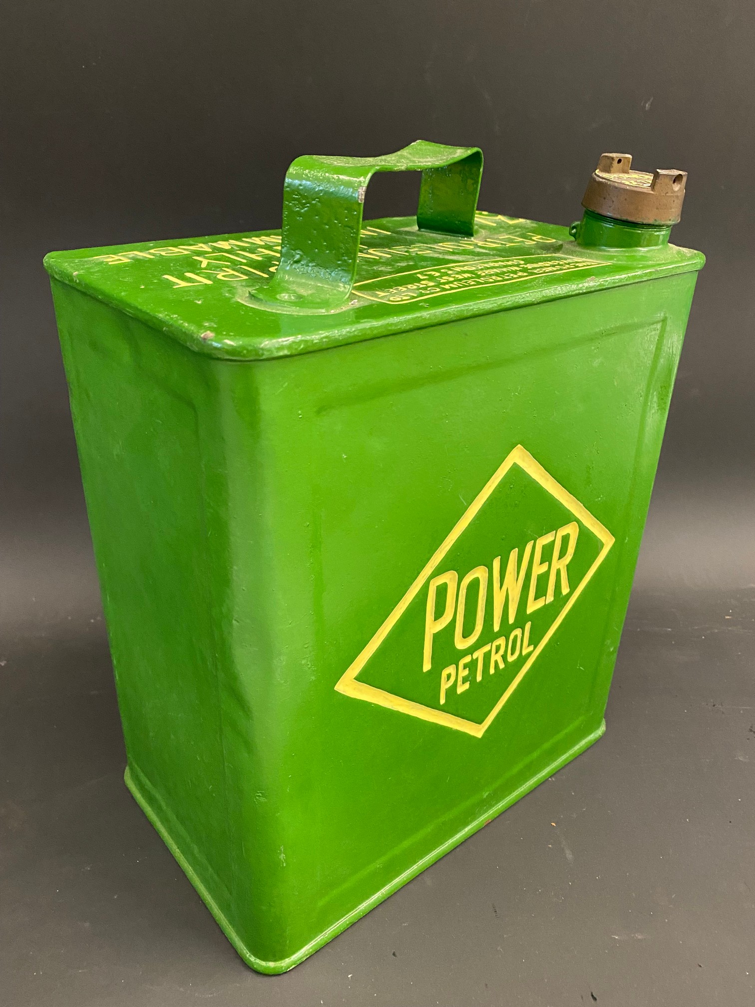 A Power Petrol two gallon petrol can, by Valor, by August 1929. - Image 2 of 4