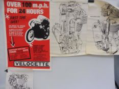 A Velocette advertising poster, produced to celebrate a Venom Clubman Veeline doing 100mph for 24