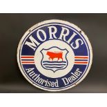 A Morris Authorised Dealer circular double sided enamel sign, in good condition, 28 1/2" diameter.