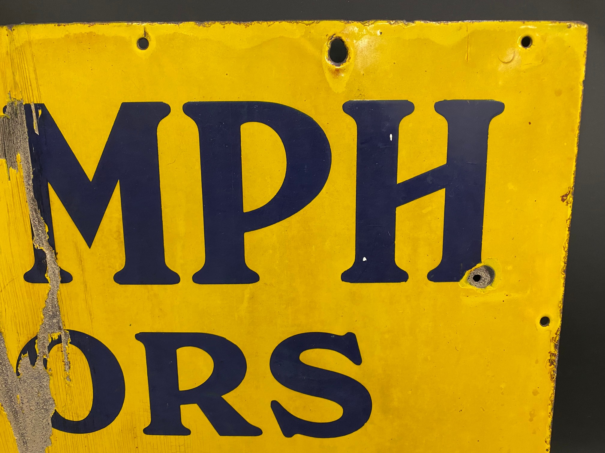 A Triumph Motors on sale here rectangular enamel sign, 30 x 15". - Image 5 of 6