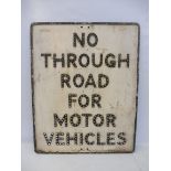 A 'No Through Road for Motor Vehicles' aluminium road sign with integral glass reflective beads,