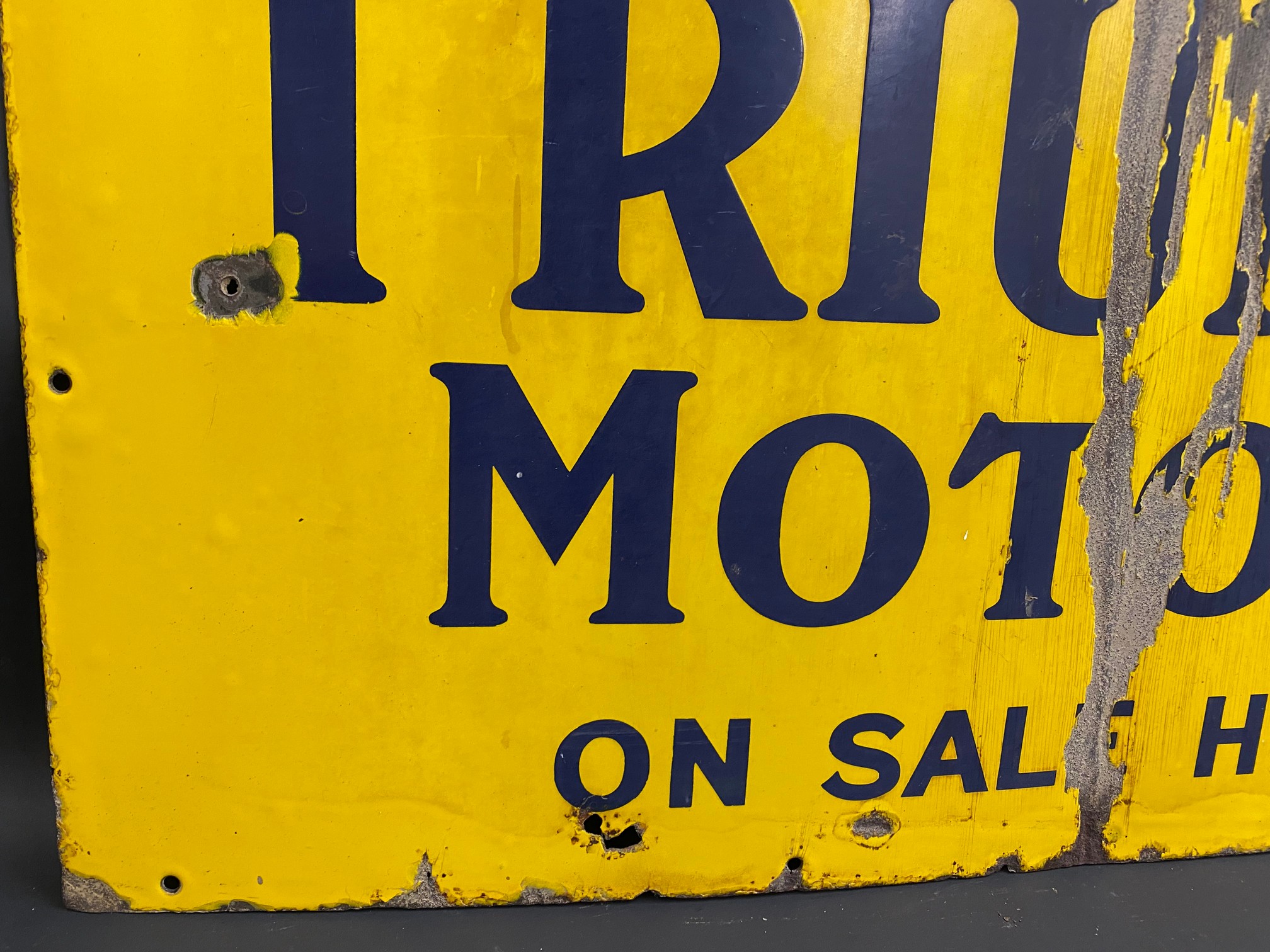 A Triumph Motors on sale here rectangular enamel sign, 30 x 15". - Image 3 of 6