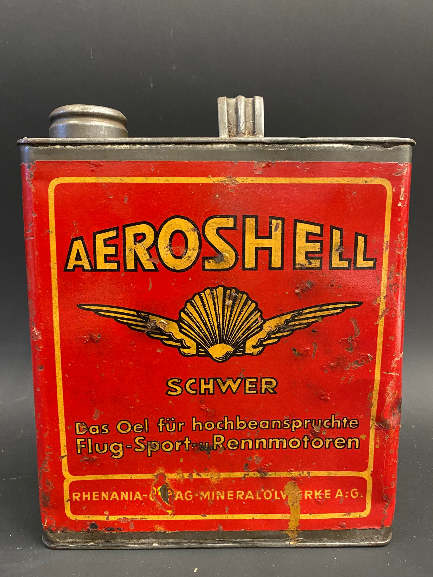 An early Aeroshell rectangular can, possibly half gallon, foreign version. - Image 3 of 6