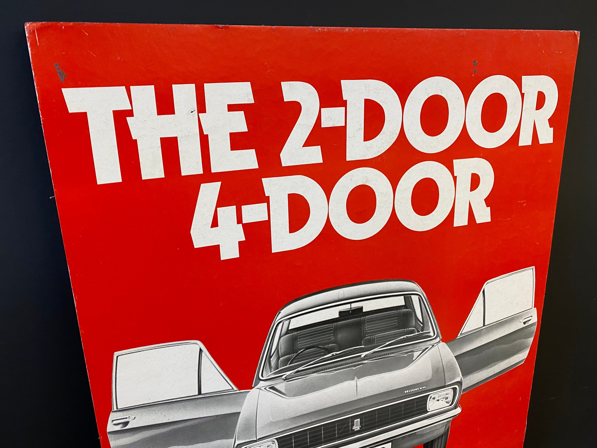 A double sided hardboard pictorial advertisement advertising the two-door Hillman Avenger, 20 x 30". - Image 3 of 4