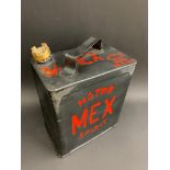 A Mex Motor Spirit two gallon petrol can, dated August 1928, with correct Mex brass cap.