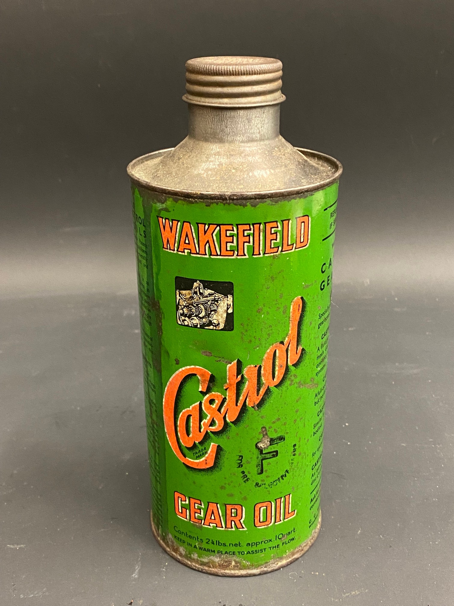 A Wakefield Castrol Gear Oil 'F' grade cylindrical quart can with image of a gearbox internals, - Image 3 of 7