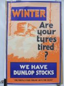 An original Dunlop Winter Tyres pictorial advertising poster, 19 x 29".