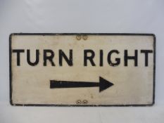 An aluminium road sign 'Turn Right', 36 x 18".