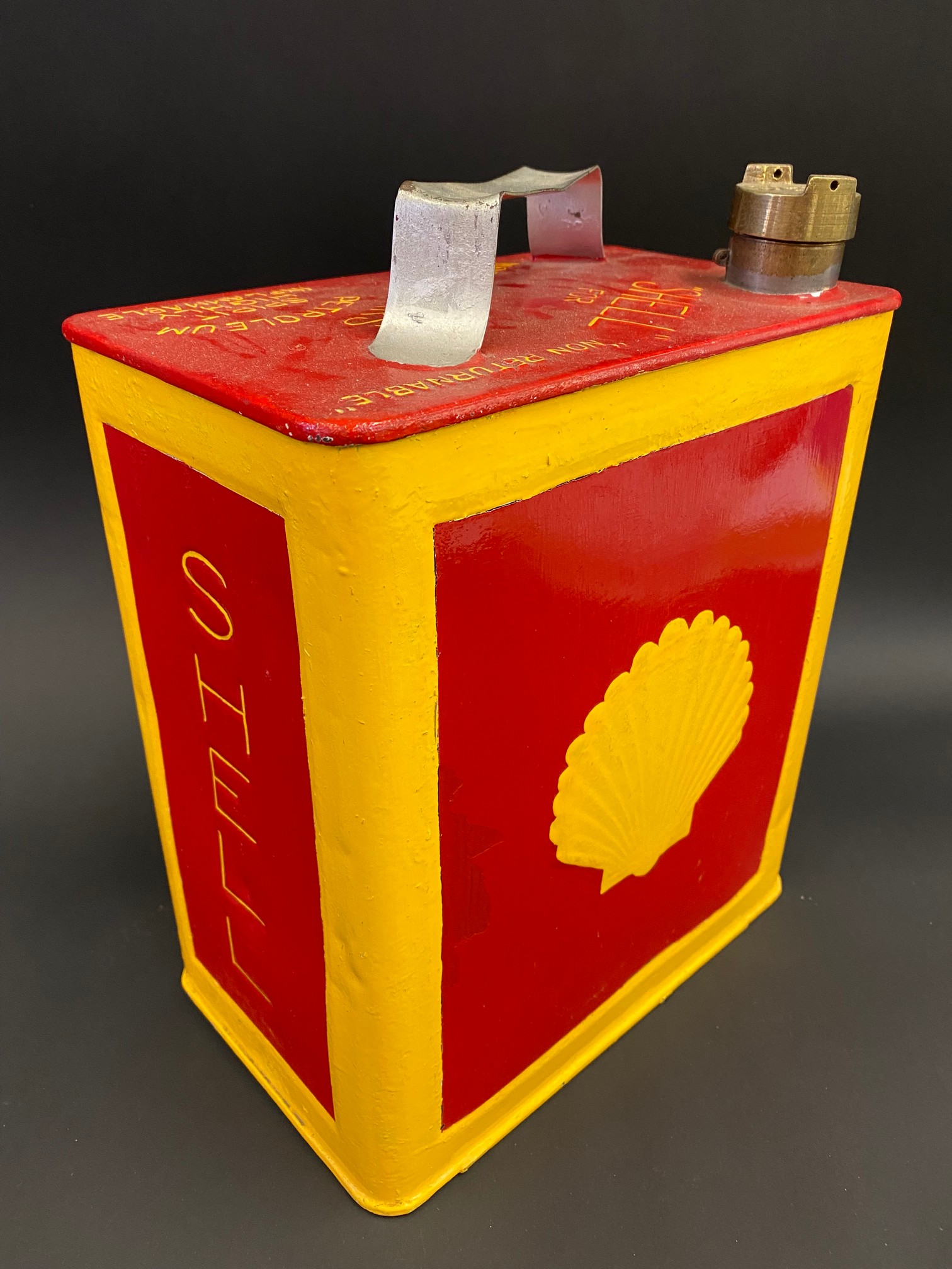 A Shell for Morris Cars two gallon petrol can with Shell brass cap. - Image 2 of 4