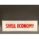 A Shell Economy plastic petrol pump brand insert, 12 3/4 x 4".