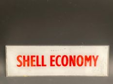 A Shell Economy plastic petrol pump brand insert, 12 3/4 x 4".