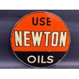 A Newton Oils circular enamel sign, in superb near mint condition, 17" diameter.