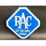 An RAC Get-You-Home Service lozenge shaped enamel sign, 10 1/2 x 10 1/4".