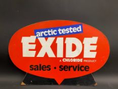 An Exide 'arctic tested' hardboard advertising sign, 23 x 15".