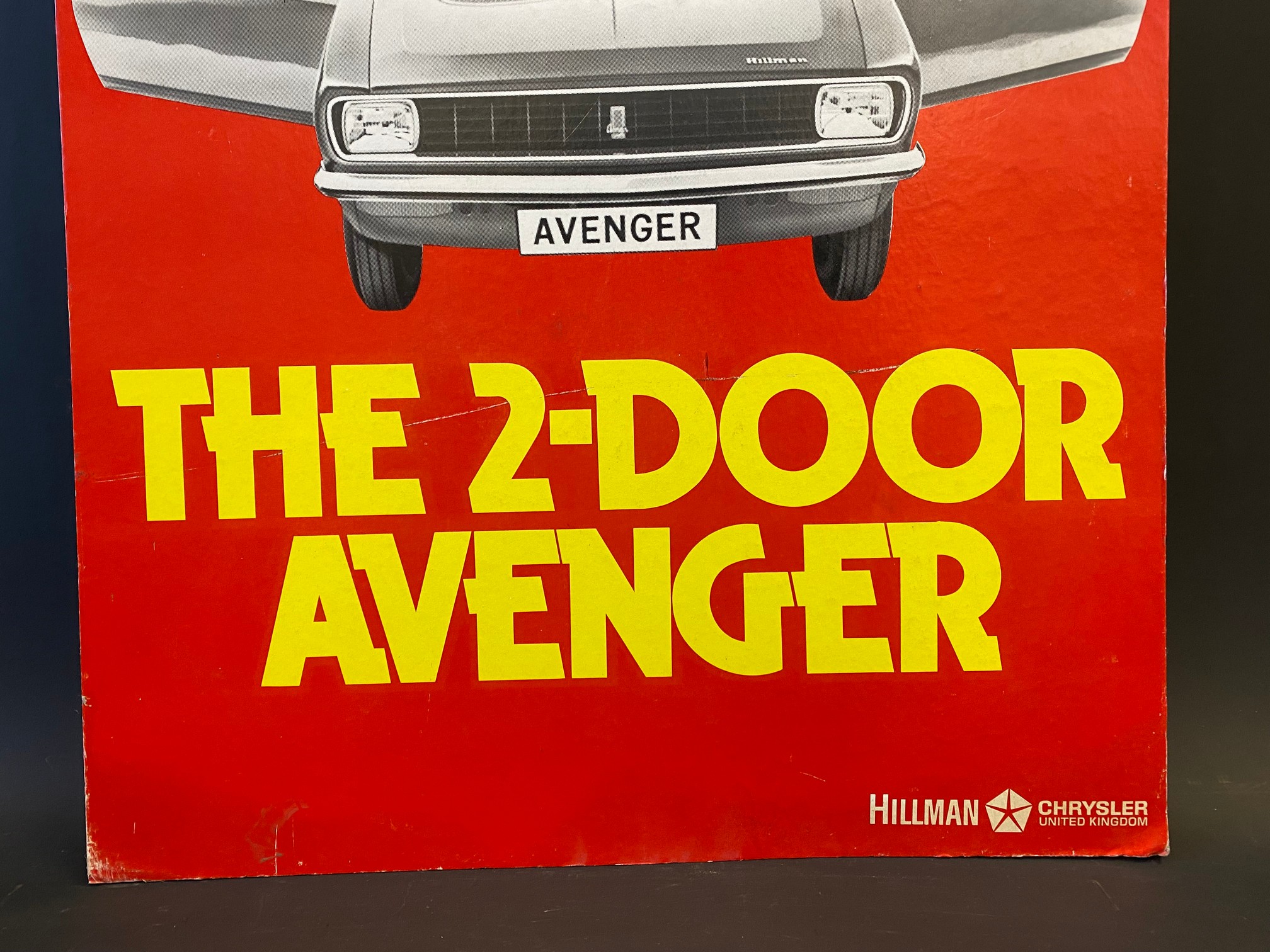 A double sided hardboard pictorial advertisement advertising the two-door Hillman Avenger, 20 x 30". - Image 2 of 4