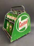 A Castrol Motor Oil garage forecourt crate containing an array of quart and pint oil cans plus