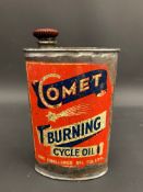 A rare Comet Burning Cycle Oil oval can by The Challenge Oil Co. Ltd.