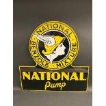 A National Benzole Mixture 'National Pump' enamel sign, with superb gloss, a sign rarely found in