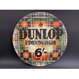 A Dunlop Edinburgh Cover 1938 circular double sided hanging showcard, 23 3/4" diameter.