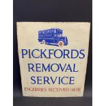 A Pickfords Removal Service part pictorial enamel sign, with a couple of spots of retouching, 17 1/2