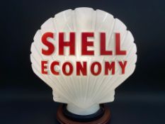 A Shell Economy glass petrol pump globe by Hailware, fully stamped underneath, one chip to the neck,