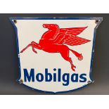 A small Mobilgas enamel sign with pegasus motif, dated 1947, 12 x 12".