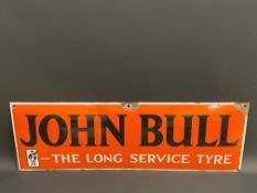 A John Bull - The Long Service Tyre rectangular enamel sign, with good gloss, 36 x 12".