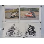A quantity of 1990s motorcycle prints.