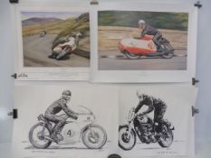 A quantity of 1990s motorcycle prints.