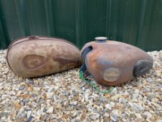 A Francis Barnett petrol tank and one other.