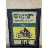 A framed and glazed VMCC Mallory Park race poster.