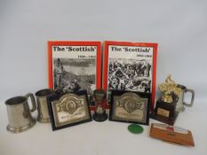 A set of three Scottish Six Day Trial pewter tankards, 1963, 1965 and 1966, two trophies, two