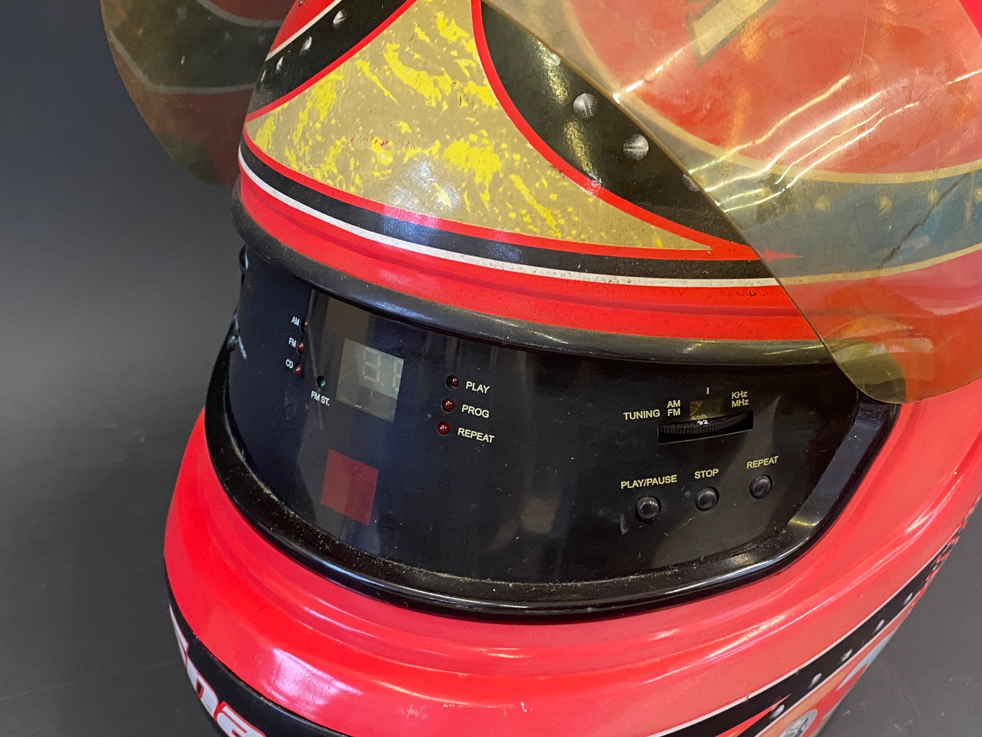 A radio in the shape of a motorcycle helmet with Snap On advertising. - Image 2 of 3