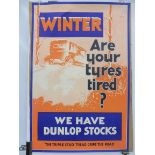 An original Dunlop Winter Tyres pictorial advertising poster, 19 x 29".