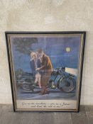 A framed and glazed advertising poster for James Motorcycles.