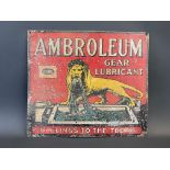 A rare Ambroleum Gear Lubricant by Sternol pictorial tin advertising sign, 17 x 15".