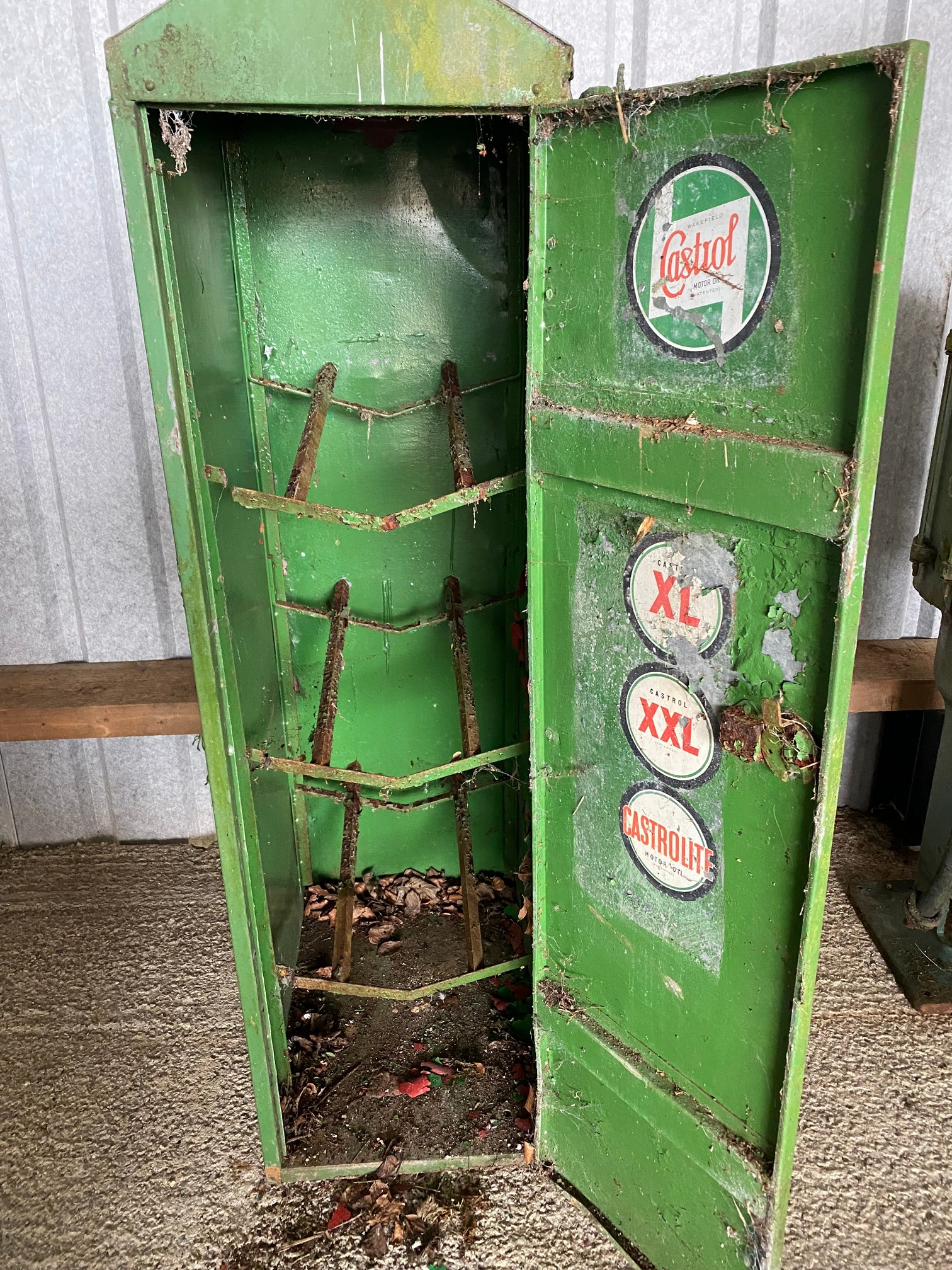 A Castrol oil drum cabinet with embossed apex roof and original decals inside. - Image 5 of 5