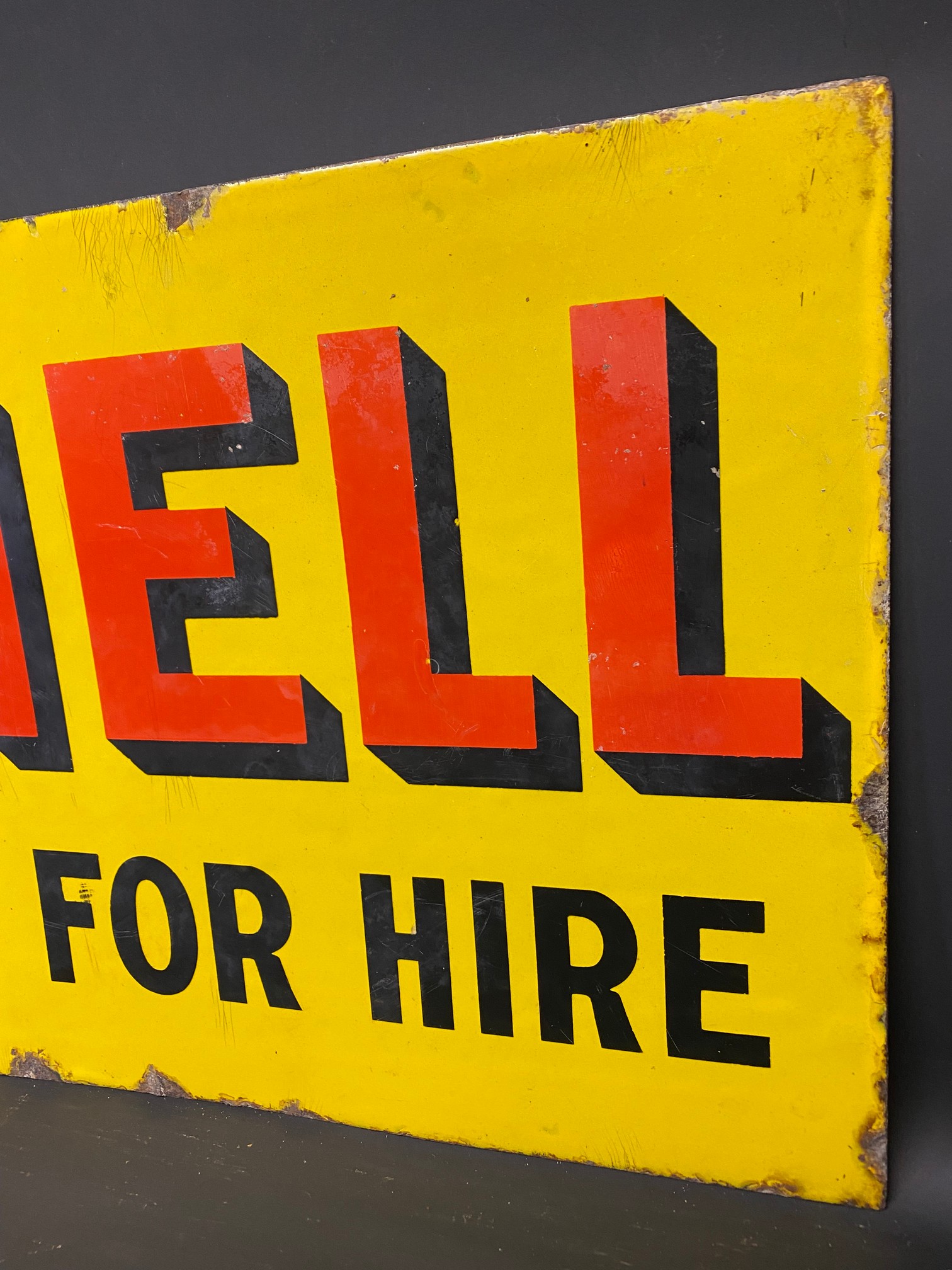 A Shell Cars For Hire double sided enamel sign with hanging flange, 24 x 15". - Image 3 of 6