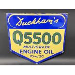 A Duckham's Q5500 Multigrade Engine Oil enamel sign with excellent gloss, 17 x 17".