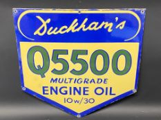 A Duckham's Q5500 Multigrade Engine Oil enamel sign with excellent gloss, 17 x 17".
