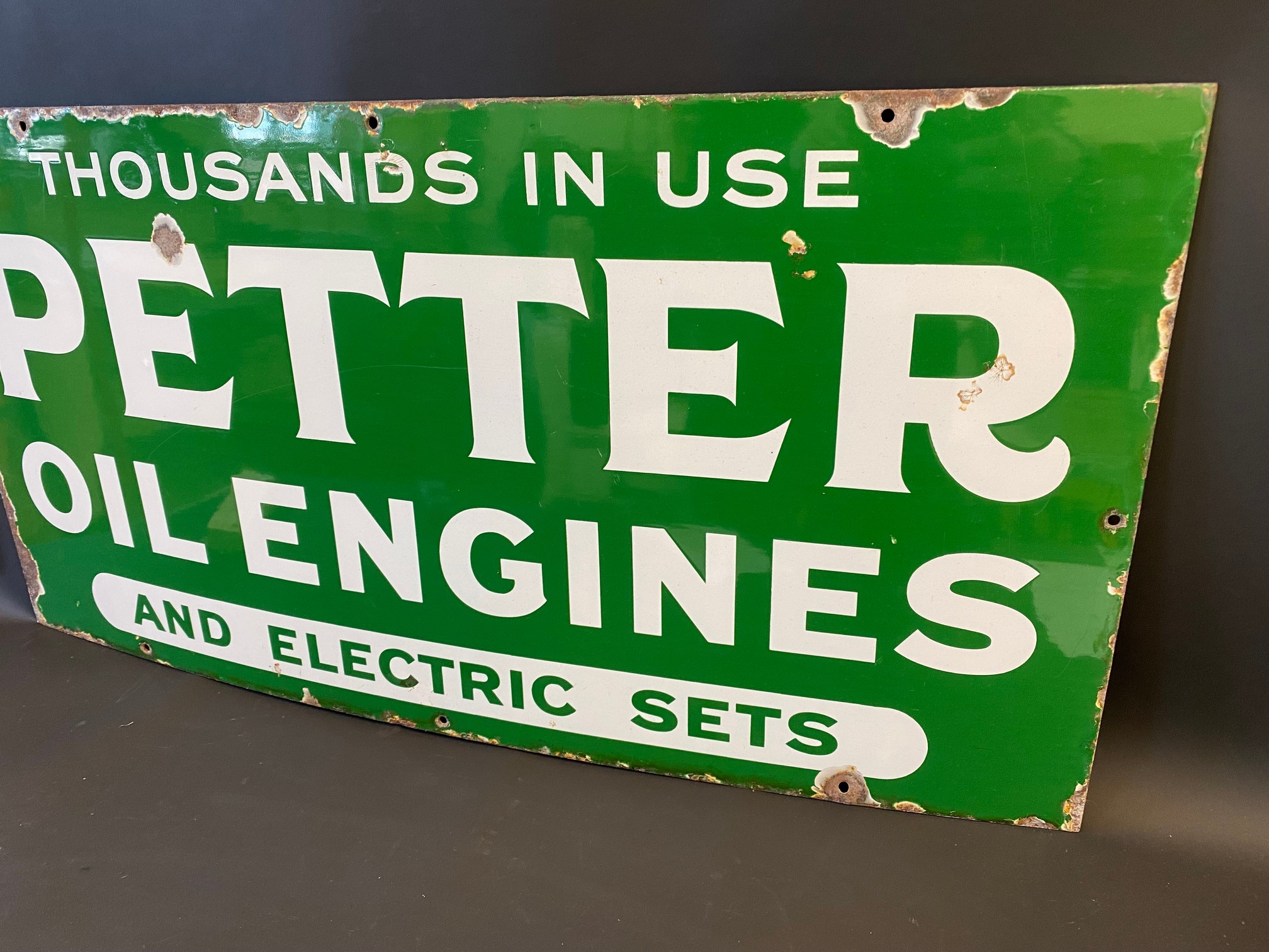 A Petter Oil Engines and Electric Sets, rectangular enamel sign with excellent gloss, 36 x 18". - Image 3 of 4